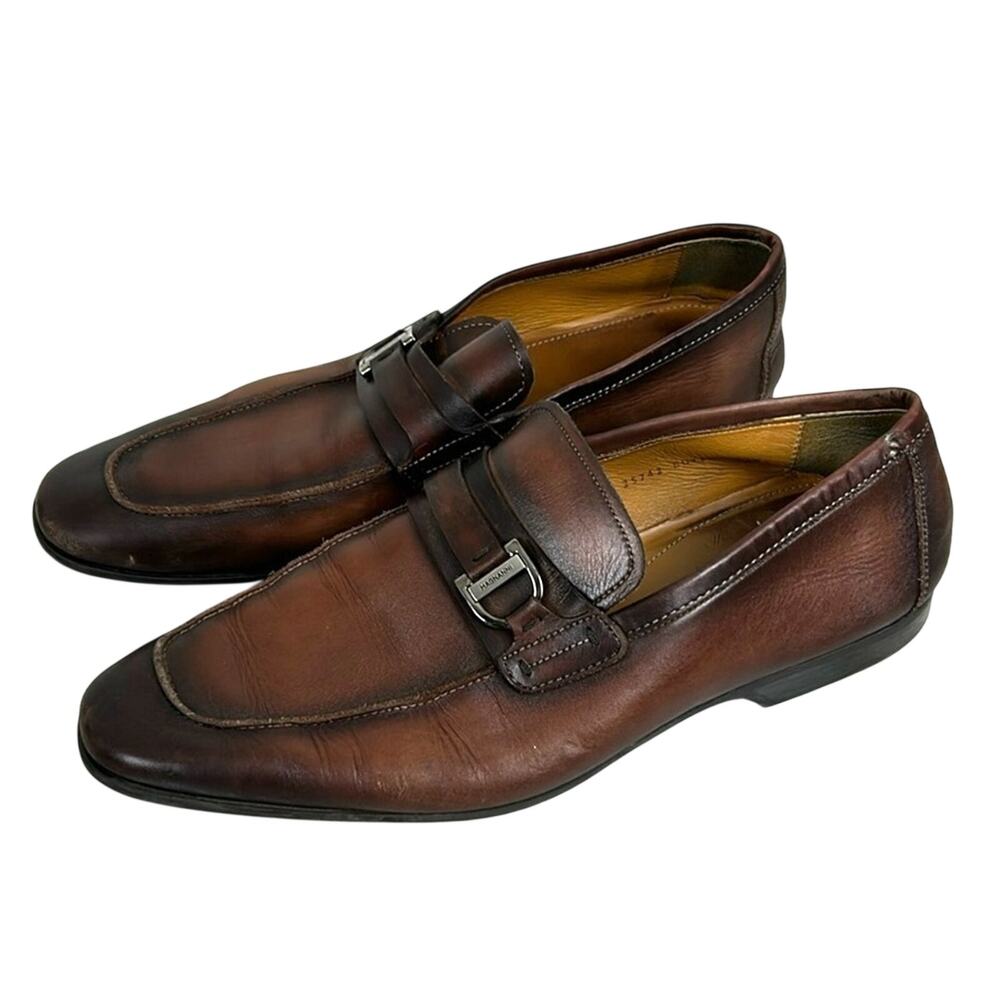 Magnanni Raso 11 Mens 10.5 Brown Italian Leather Dress Designer Loafers